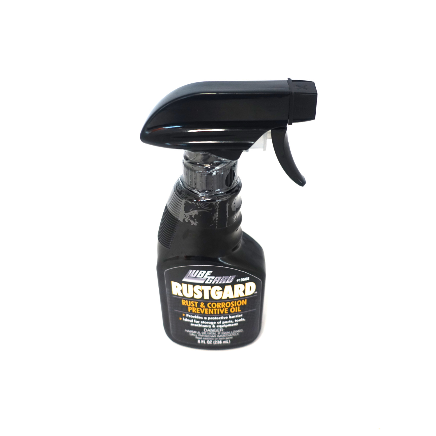 08.LU.19508 DESCRIPTION
PROTECTS PARTS, TOOLS, MACHINERY & EQUIPMENT FROM RUST AND CORROSION

RUSTGARD™ Rust & Corrosion Preventive Oil is formulated to displace moisture and protect metal surfaces from humidity that could cause rust and corrosion whether in use or storage.

FEATURES & BENEFITS
• Provides a protective barrier
• Displaces moisture and protects from humidity
• Ideal for storage of parts, tools, machinery, and equipment
• Will not clog filters (wax-free formula)
• For spraying, dipping, wiping & brushing
• Prevents rust & corrosion on machined surfaces and assemblies
• Perfect for newly sharpened edges
• Commercial grade formula

DIRECTIONS FOR USE
Thoroughly and evenly coat on dry metal surface by spraying, wiping, brushing, or dipping.