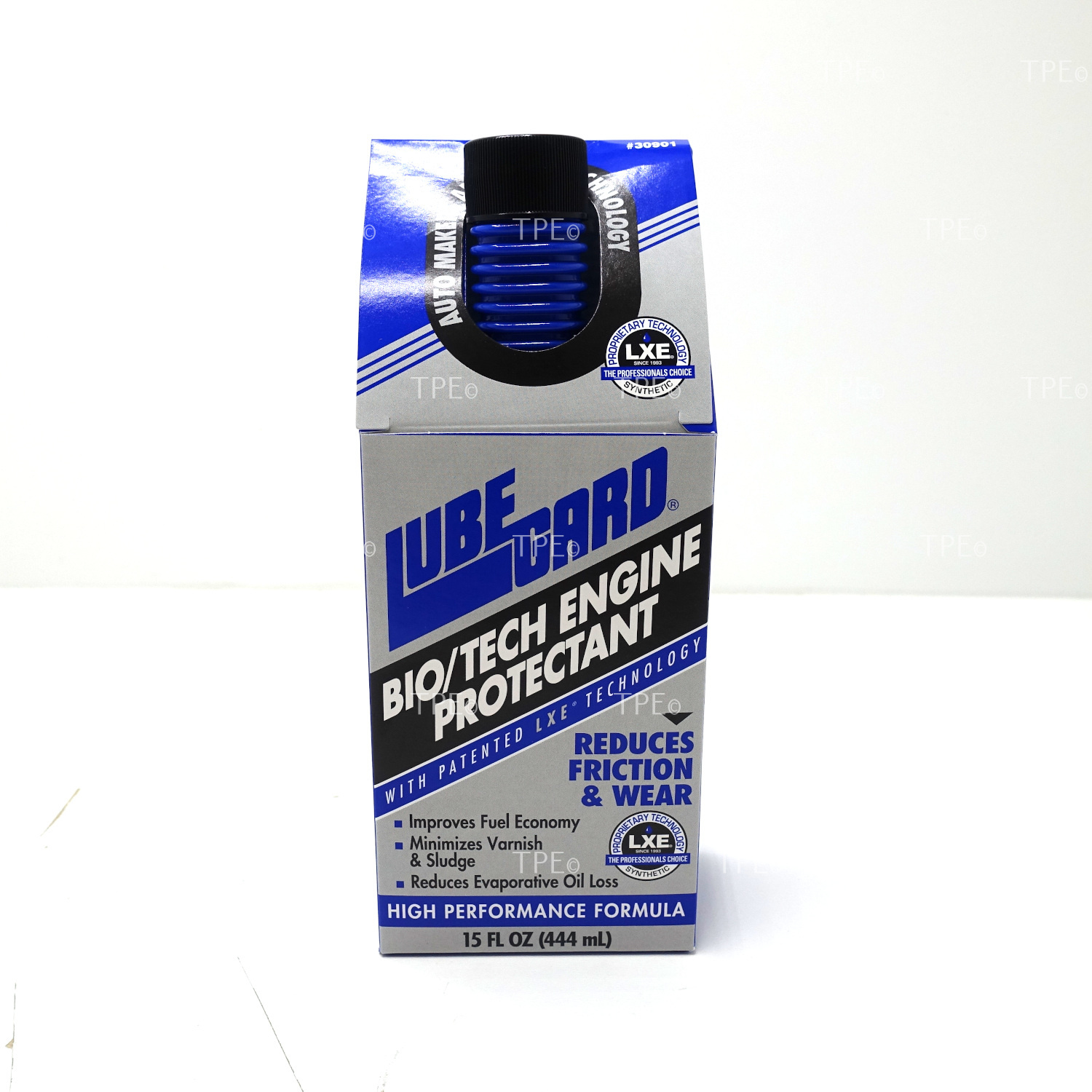 08.LU.30901 DESCRIPTION
LUBEGARD® ENGINE OIL PROTECTANT contains Liquid Wax Ester (LXE®) Technology, the lubrication system of the future. Specifically formulated to minimize friction and wear, also to keep the oil cooler in today’s more complicated engines.

All modern engine oils contain a highly refined petroleum or synthetic base oil which is fortified with additives to meet motor oil performance specifications. Even so, dated specifications may not represent the level of performance needed by a new engine design. A new oil may not contain sufficient additives such as ANTI-WEAR agents or ANTI-CORROSION compounds even though it passes all the tests. Furthermore, these protective compounds are depleted when the oil is in service.

The solution to this protection gap is LUBEGARD ENGINE OIL PROTECTANT which supplements and enhances the effectiveness of the additive system already present in the oil. LUBEGARD replaces the depleted or insufficient additives and adds LXE® wear protectors and friction reducers which are unavailable in any oil. Minimum friction means maximum mileage; minimum wear means maximum service. In addition, LUBEGARD increases the thermal and oxidative stability of motor oil to prevent creation of sludge and deposits.

There is a need for improved oil additives for protection and mileage in view of the rapid technological changes in modern engine design. LUBEGARD provides a concentrated package that fulfills these deficiencies (without adding ZDDP, Chlorine, inappropriate sludge building additives like PTFE or solid lubricants such as Teflon® or graphite.

LUBEGARD with LXE Technology will carry your engine through to the future!

YOU SHOULDN’T START YOUR CAR WITHOUT IT!
FOR USE IN GASOLINE AND DIESEL ENGINES INCLUDING THOSE ENGINES WITH DIESEL PARTICULATE FILTERS



• Reduces oil and fuel consumption!
• Optimizes engine horsepower and performance
• Protects and extends oil life by 30%
• Improves fuel economy by reducing friction in your engine
• Reduces wear on metal components, thus increasing part life
• Improves anti-friction and anti-wear properties of ALL major oil brands to meet requirements of ALL vehicles, including older and high performance models
• Eliminates lifter and other objectionable noise on startup, especially in cold weather
• Ensures smoother running engines
• Reduces hot engine oil temperatures
• Gives improvement in friction and wear performance over major brands of motor oil
• Blends with ALL motor oils currently produced, including API; SJ, SK, SL, SM, SN – SN+, SN, CH-4, CI-4, CI-4+, CJ-4 – CK-4 motor oils.
• Helps reduce smoking by restoring flexibility to valve stem seals for improved sealing, also providing outstanding upper cylinder lubricity as it frees up sticking rings
• Inhibits oxidation and extends engine oil life (see TFOUT test results below)
• Also use to extend the life of small 4 cycle engines such as; lawn maintenance equipment, motorcycles, snow mobiles, etc.