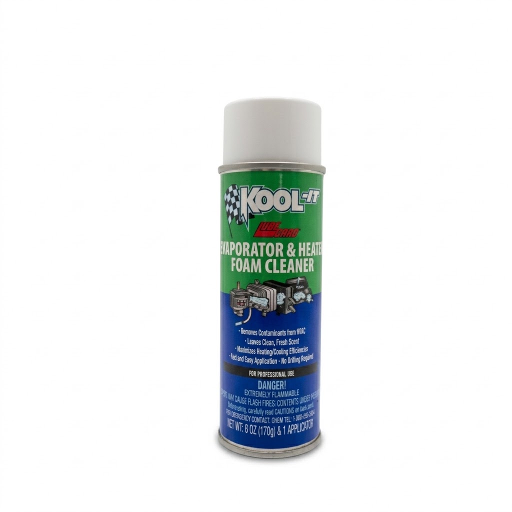 08.LU.96030 DESCRIPTION
Contaminated air conditioning and heater/ evaporator cores can cause foul smelling, health threatening mold and mildew deposits. Use KOOL-IT® super foaming action to remove unwanted smells and stains from your vehicle's HVAC system. WORKS GREAT IN ALL ELECTRIC VEHICLES TOO!

DID YOU KNOW... THE AIR QUALITY INSIDE A VEHICLE CAN BE UP TO 5 TIMES WORSE THAN OUTSIDE?

• Quick and Easy!
• Eliminates odors
• Improves air quality
• Leaves a clean, fresh scent
• Maximizes cooling system efficiency
• No equipment or drilling required
• Lasts up to six months
• Works in all Electric Vehicles
• Ideal for Cars, Trucks, Vans & RV’s