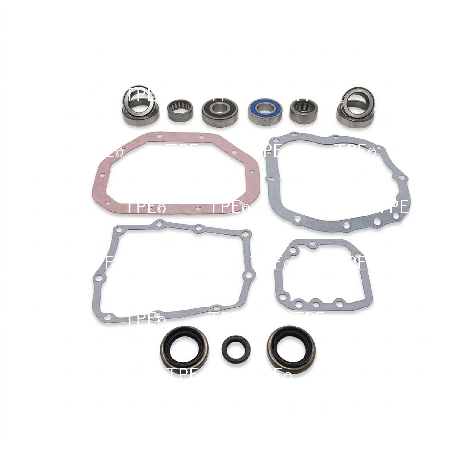 OP.KB.02-2 This bearing & sealkit contains the following parts:

• 6 Bearings
• 4 Gaskets
• 3 Seals